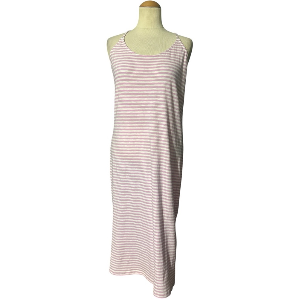 J.Crew Stripe Racerback Tank Knee Length Dress NWT Pink White Medium